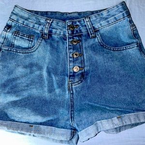 High Waisted Denim Shorts of the Sun and the Moon